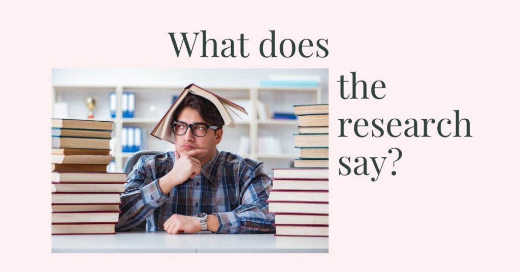 Illustration of a male therapist sitting in a pile of books with one on his head, symbolizing delving into research on therapy for therapists